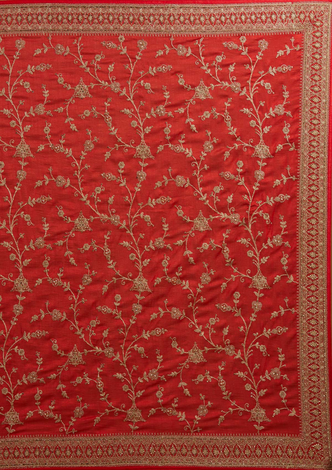 Red Stonework Raw Silk Designer Saree - Koskii