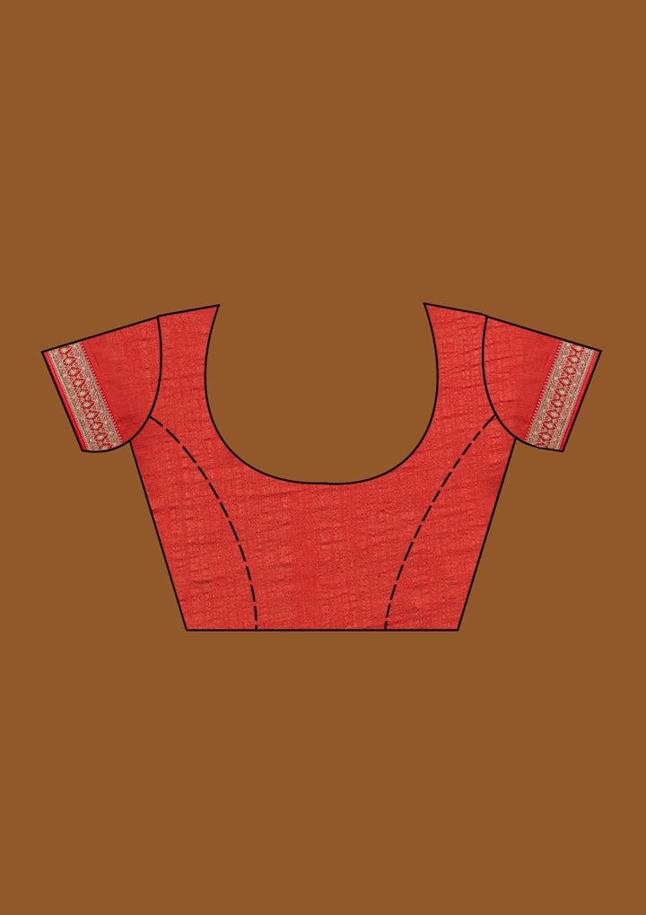 Red Stonework Raw Silk Designer Saree - Koskii