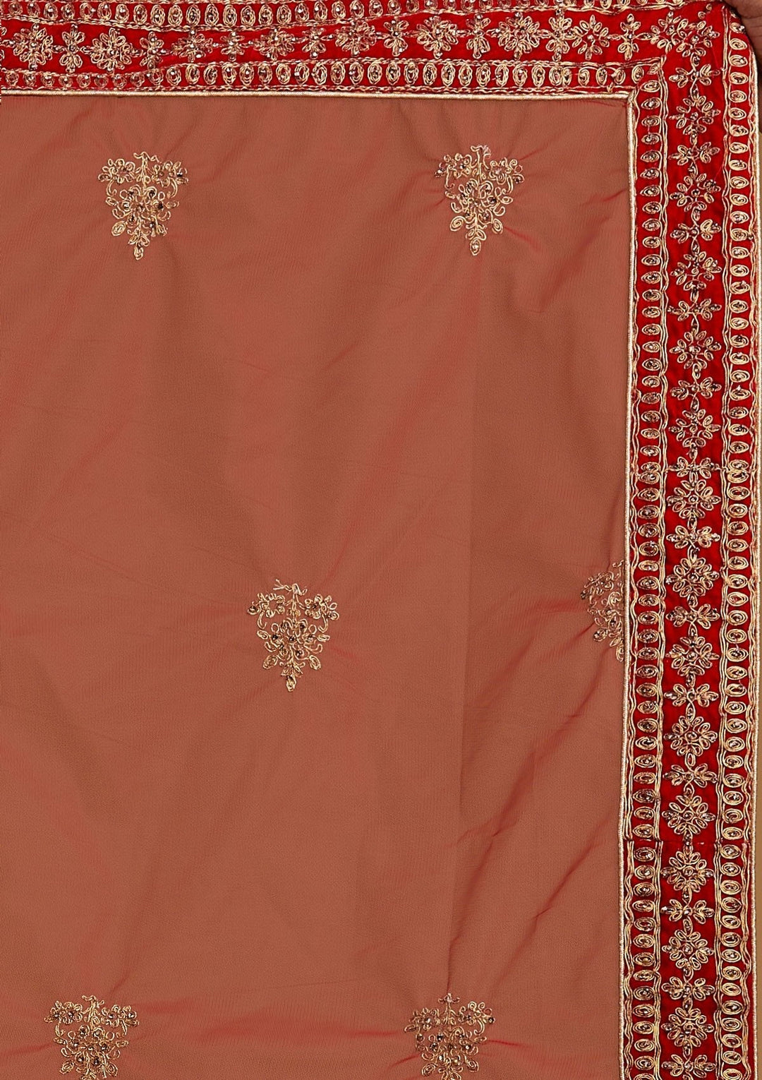 Red Stonework Velvet Designer Semi-Stitched Lehenga - koskii