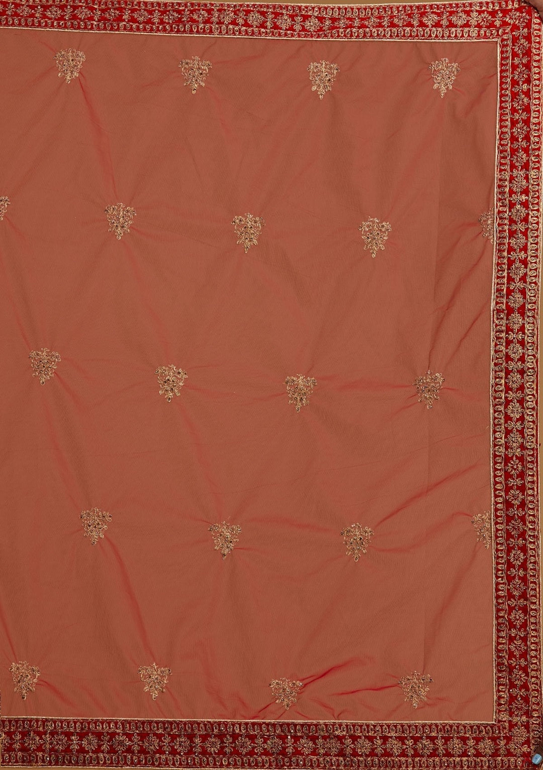 Red Stonework Velvet Designer Semi-Stitched Lehenga - koskii