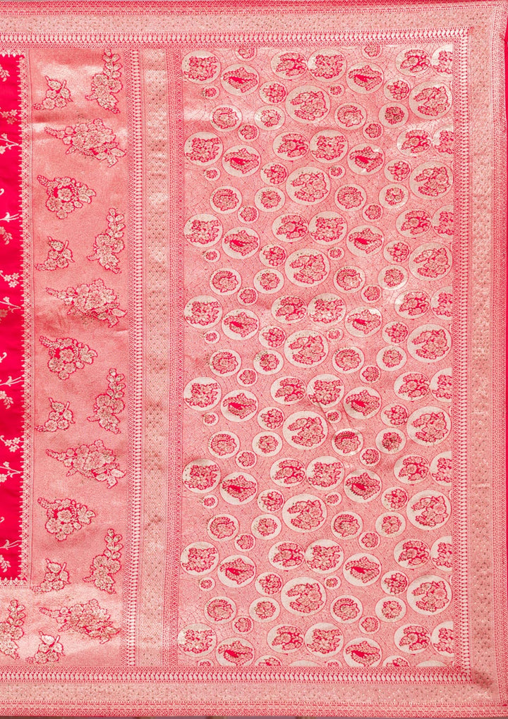 Red Swarovski Banarasi Saree-Koskii