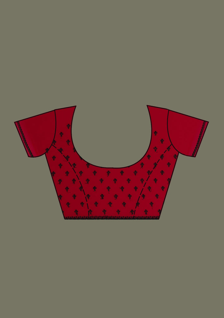 Red Swarovski Georgette Saree-Koskii