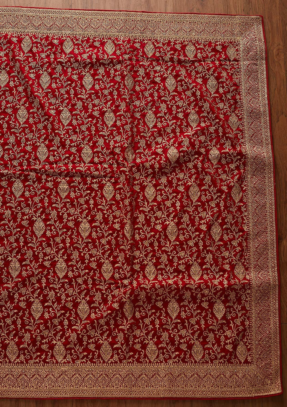 Red Zariwork Art Silk Designer Saree - koskii