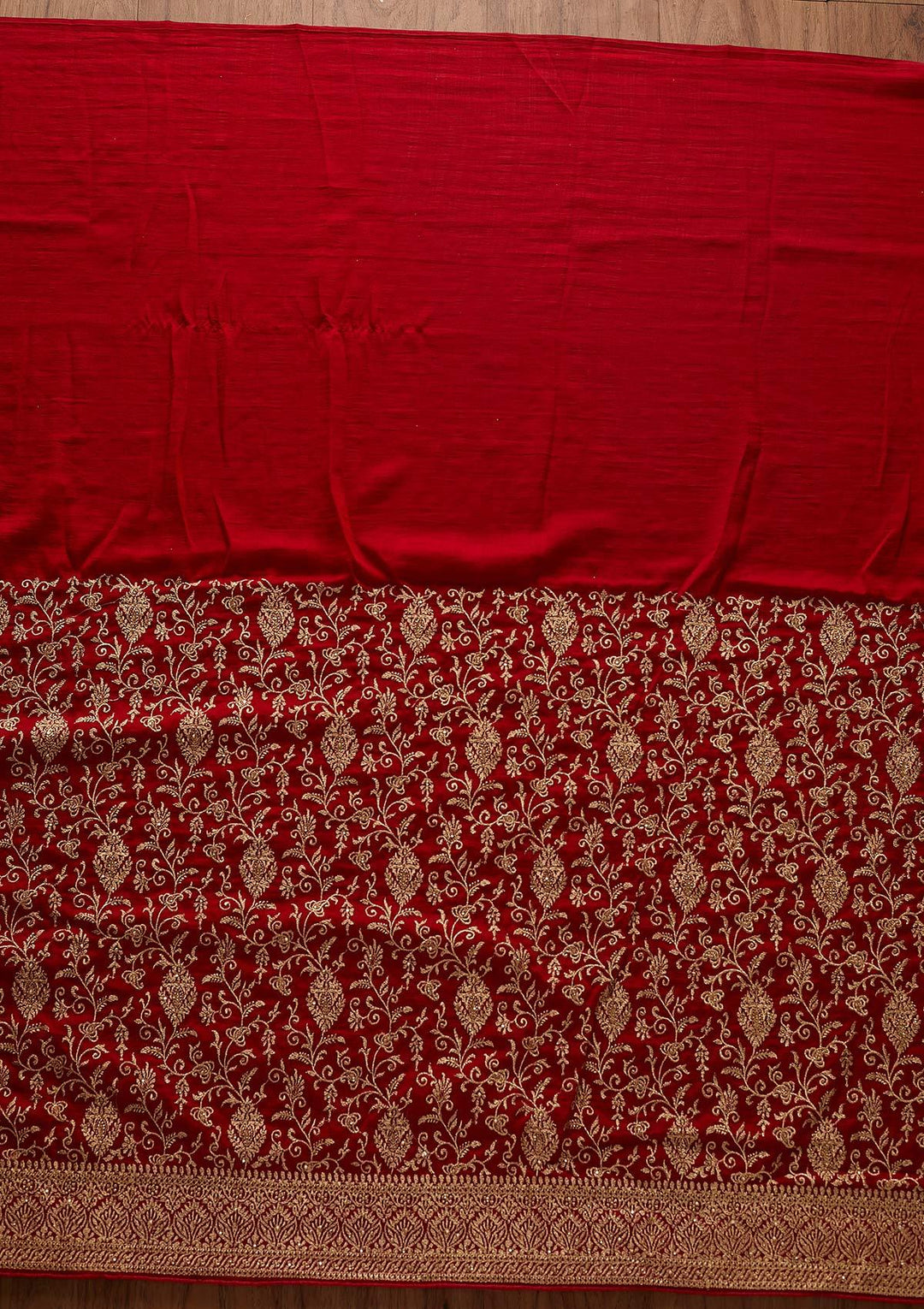 Red Zariwork Art Silk Designer Saree - koskii
