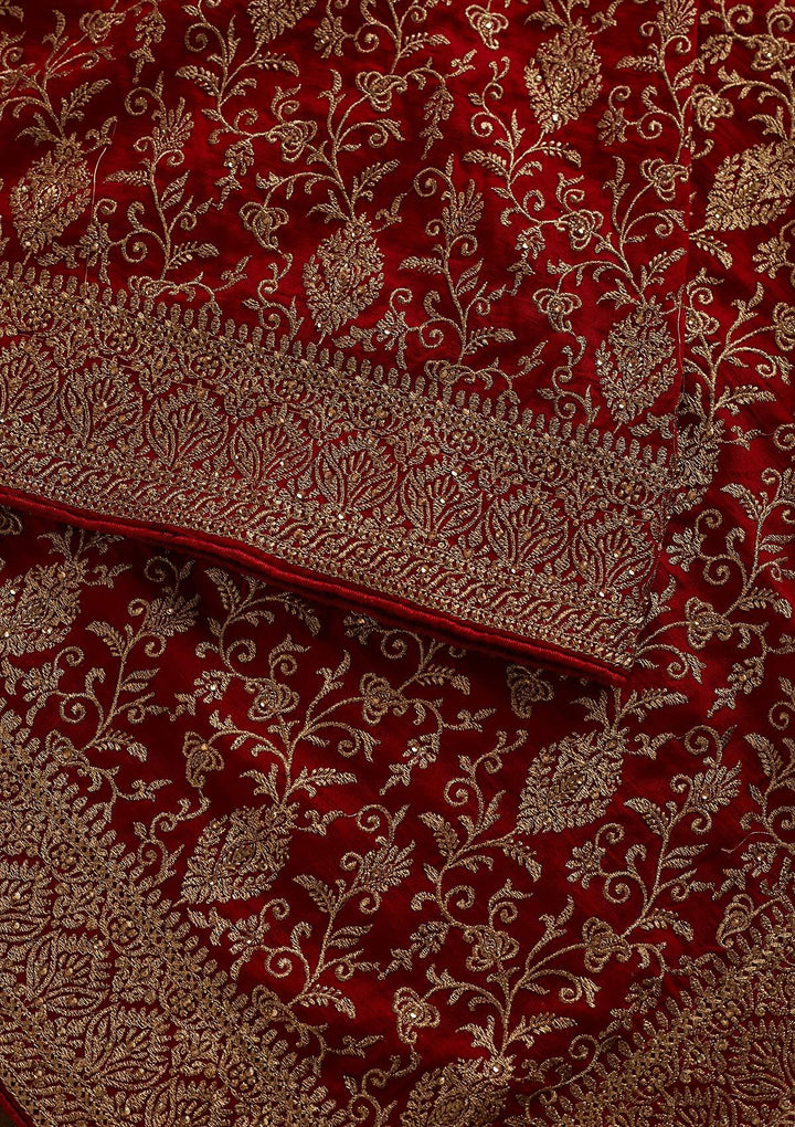 Red Zariwork Art Silk Designer Saree - koskii