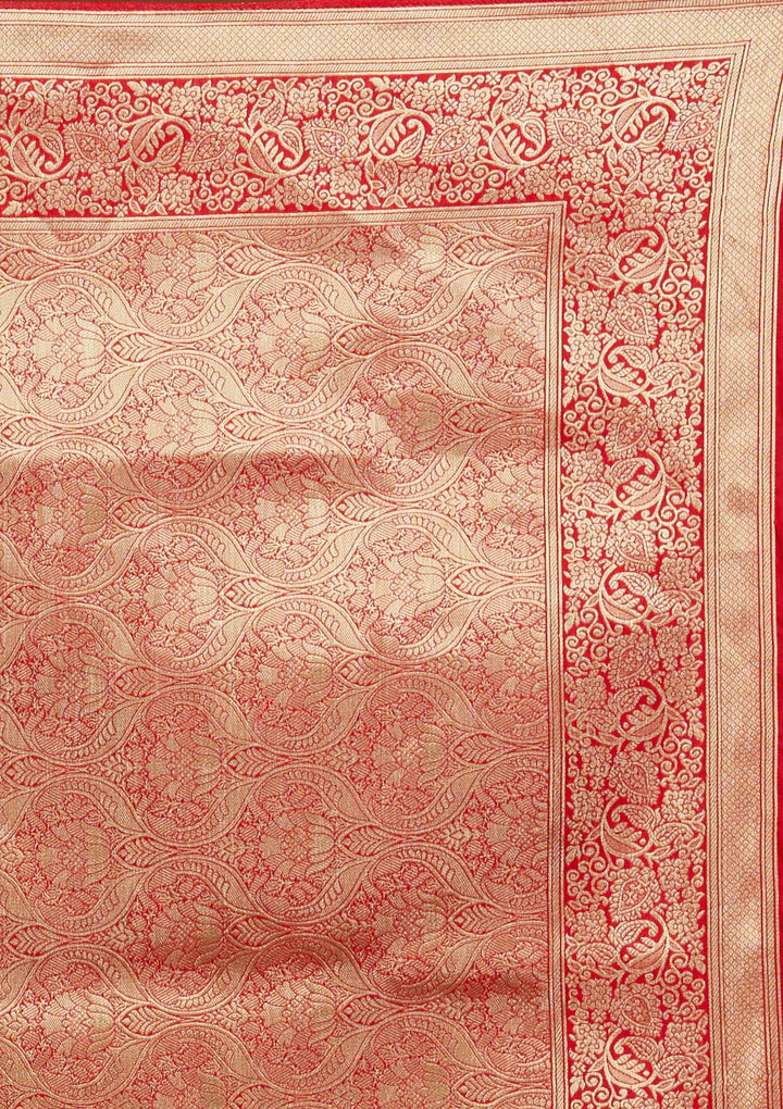 Red Zariwork Art Silk Designer Saree - Koskii