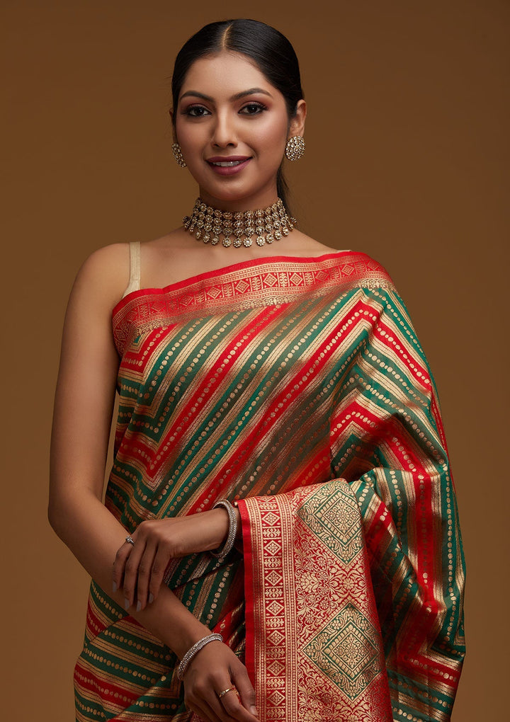 Red Zariwork Art Silk Designer Saree - Koskii