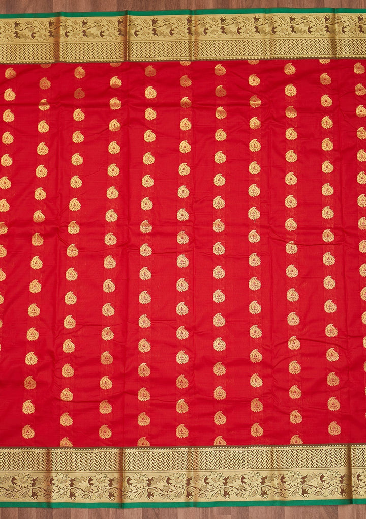 Red Zariwork Art Silk Designer Saree - Koskii