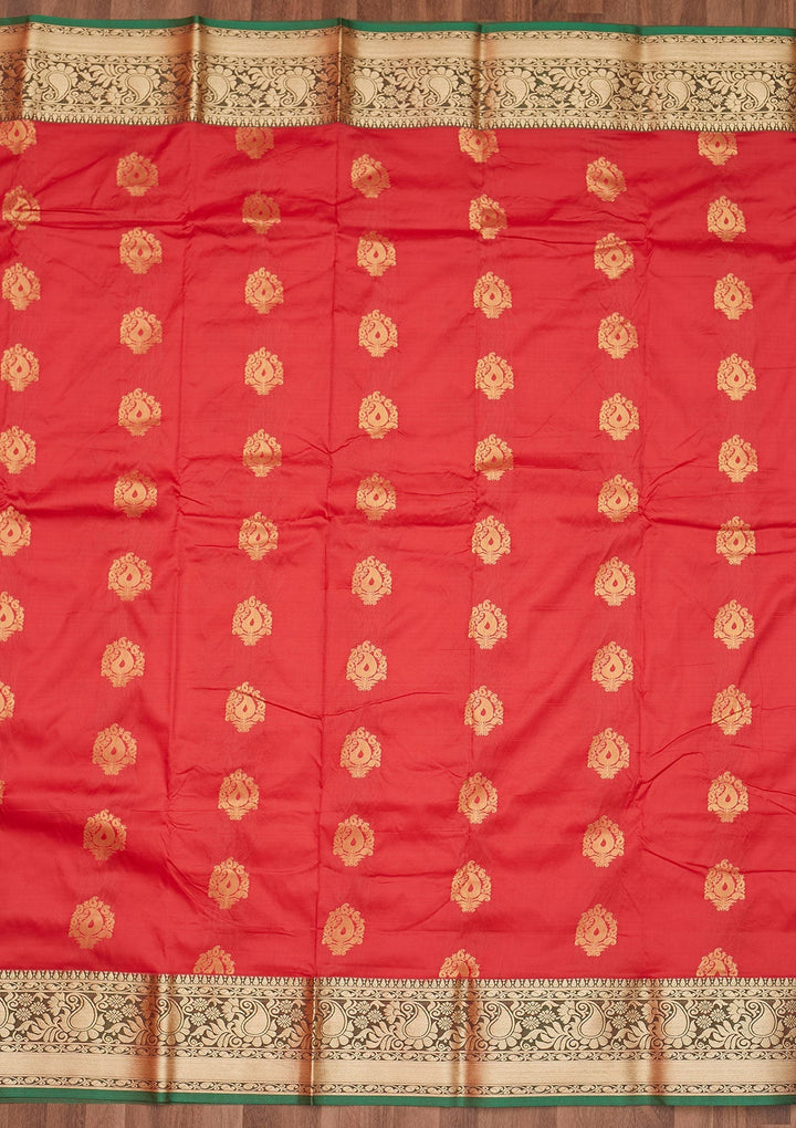Red Zariwork Art Silk Designer Saree - Koskii