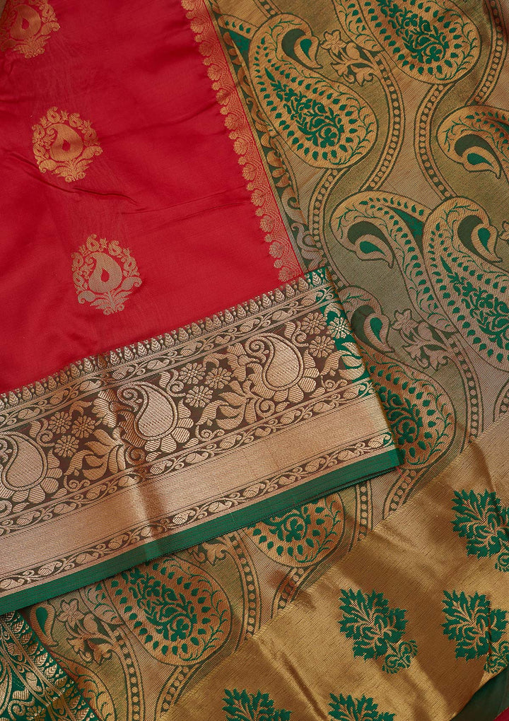 Red Zariwork Art Silk Designer Saree - Koskii
