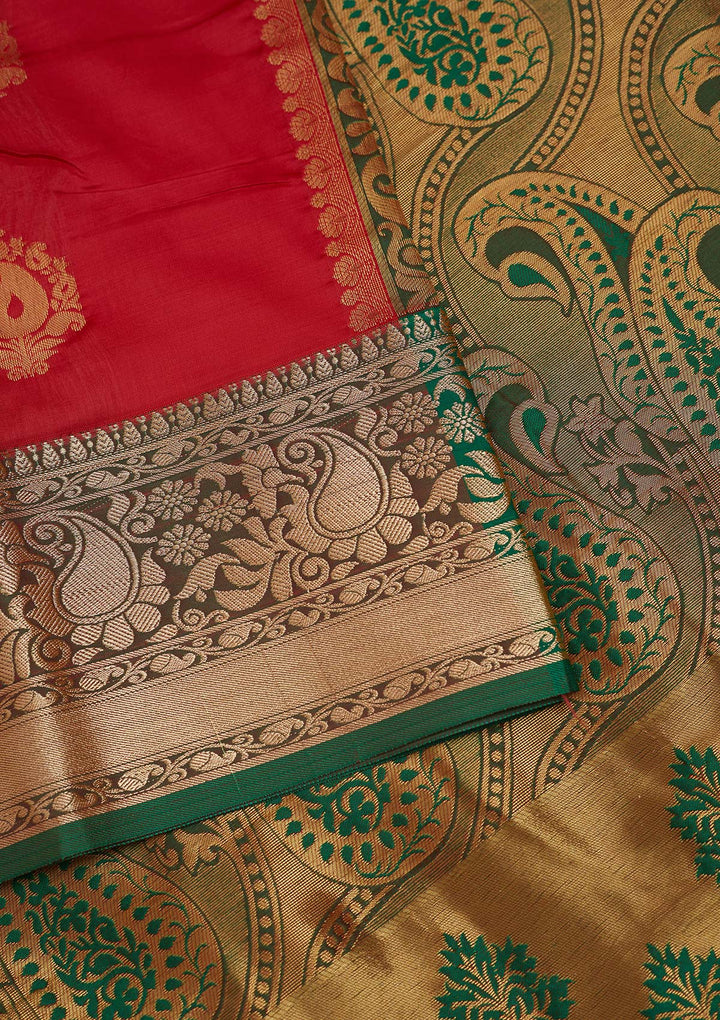 Red Zariwork Art Silk Designer Saree - Koskii