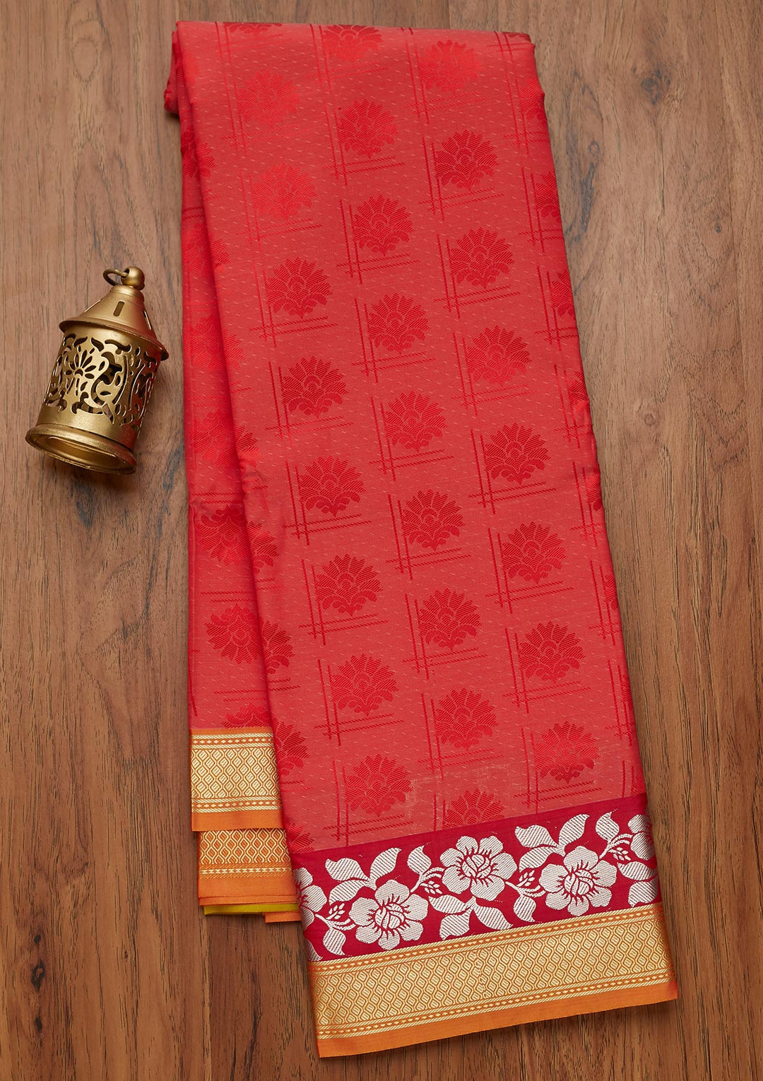 Red Zariwork Art Silk Saree- Koskii