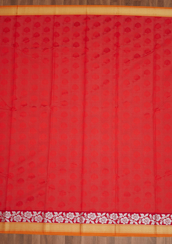 Red Zariwork Art Silk Saree - Koskii