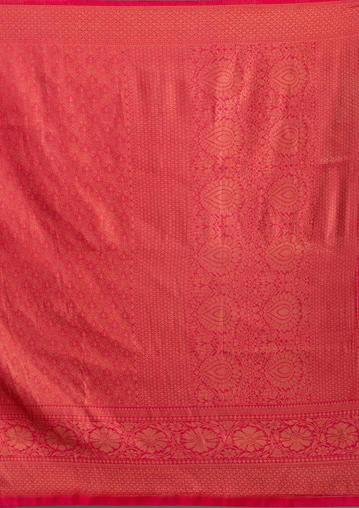 Red Zariwork Art Silk Saree-Koskii