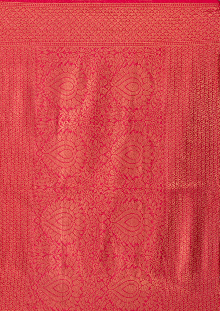 Red Zariwork Art Silk Saree-Koskii