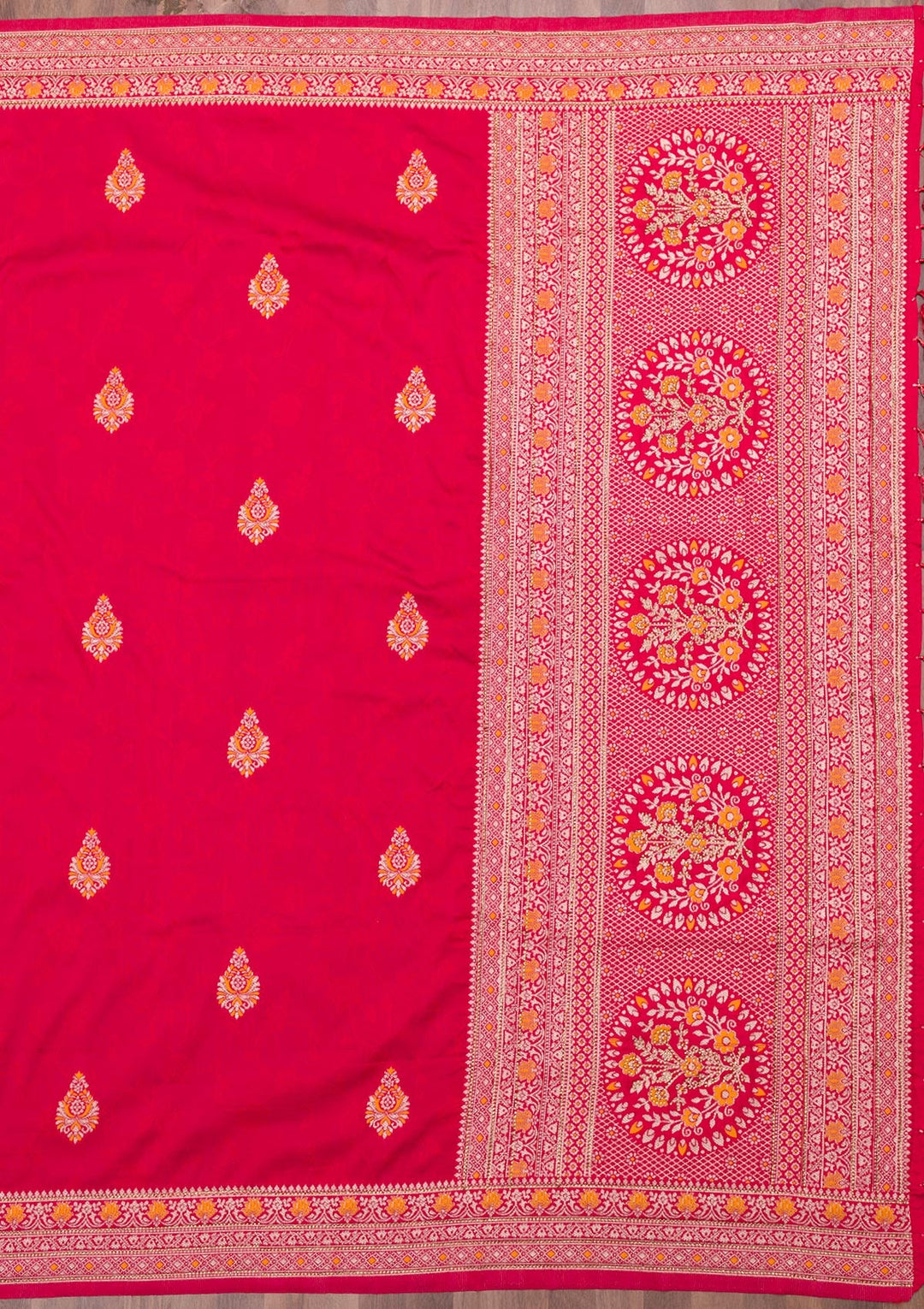 Red Zariwork Art Silk Saree-Koskii
