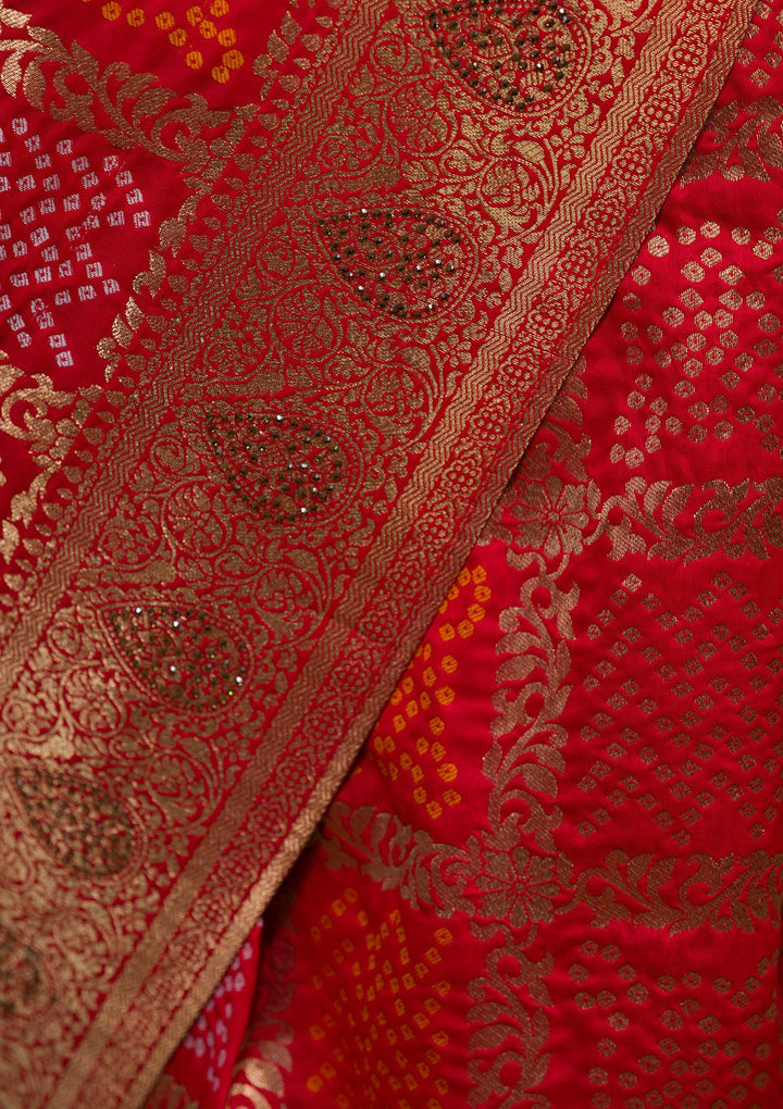 Red Zariwork Art Silk Saree-Koskii