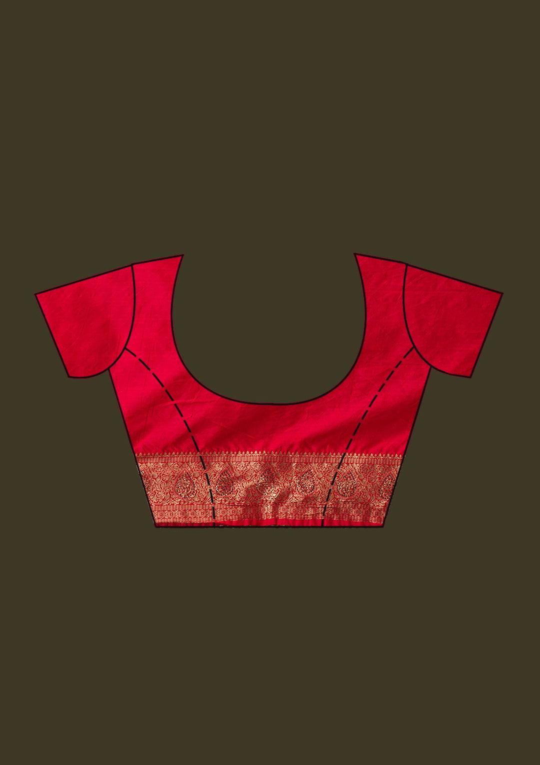Red Zariwork Art Silk Saree-Koskii