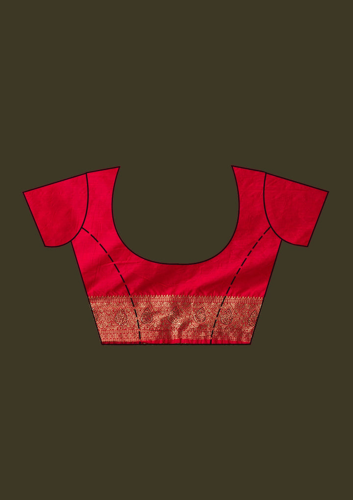 Red Zariwork Art Silk Saree-Koskii