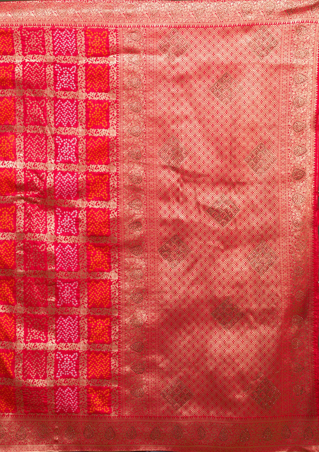 Red Zariwork Art Silk Saree-Koskii