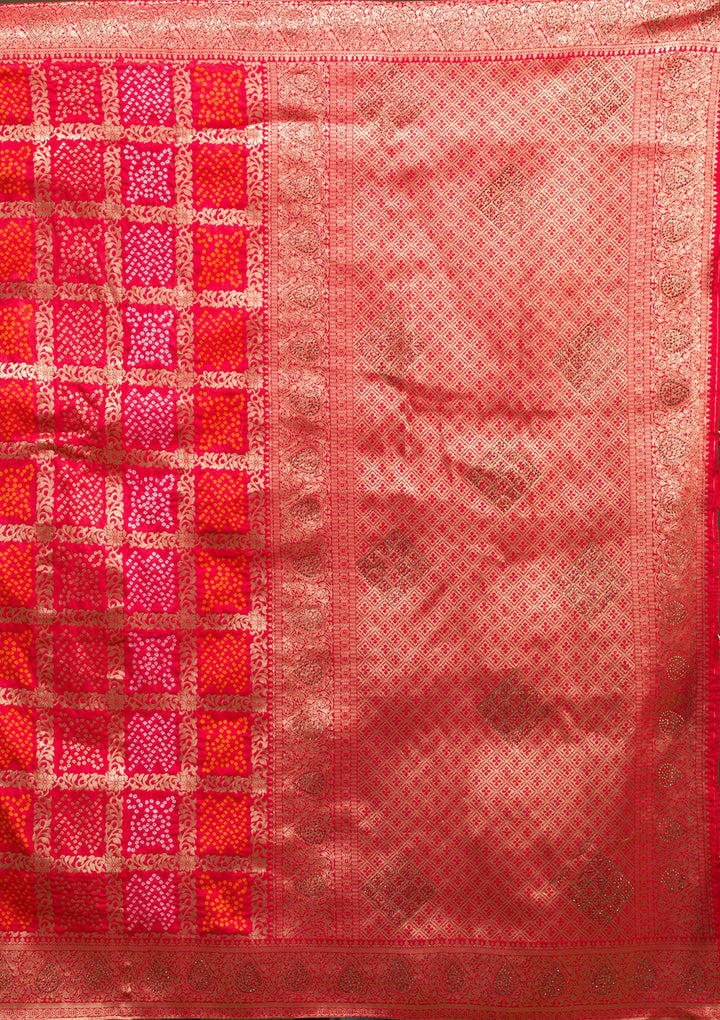 Red Zariwork Art Silk Saree-Koskii