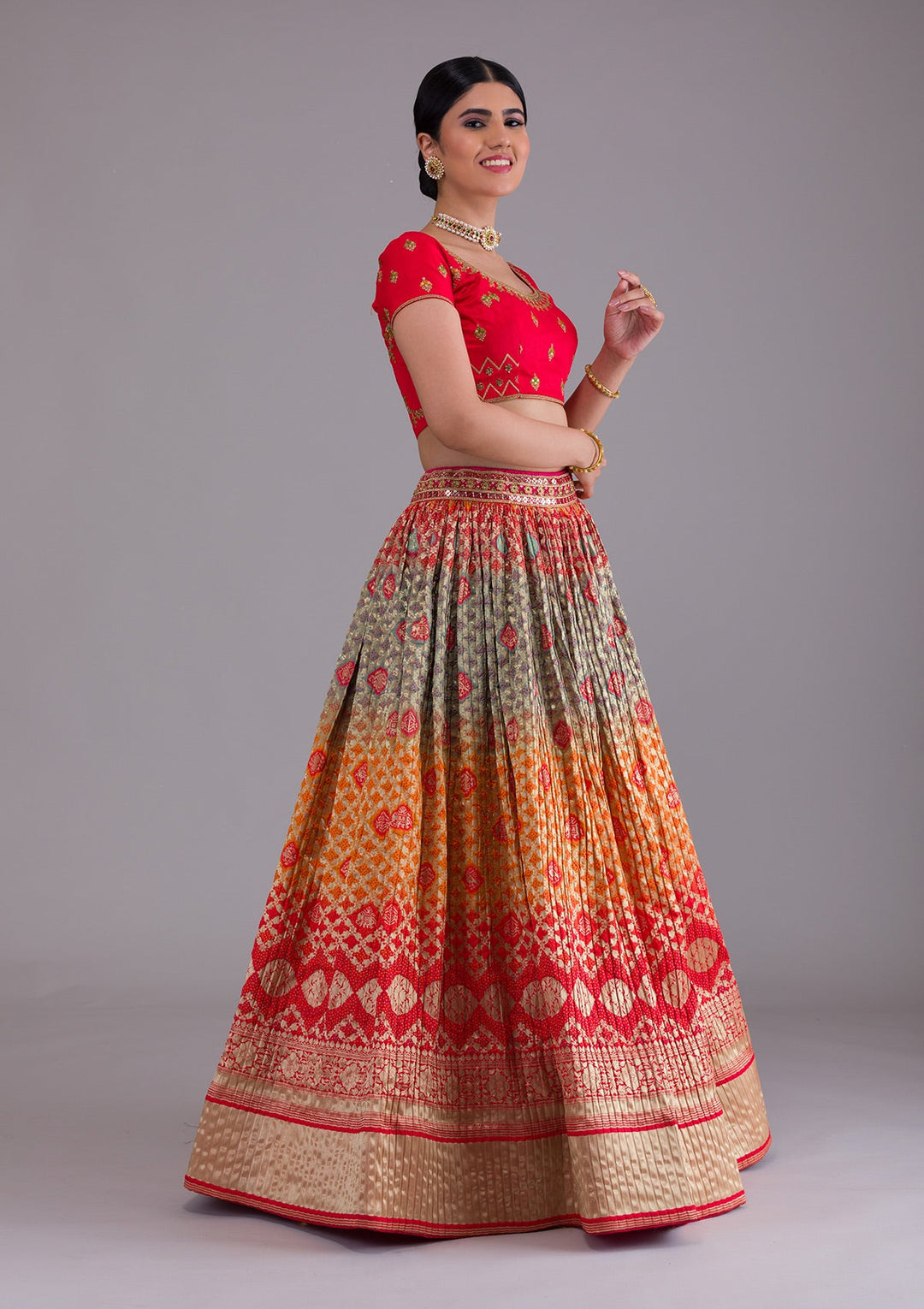 Red Zariwork Banarasi Designer Lehenga-Koskii
