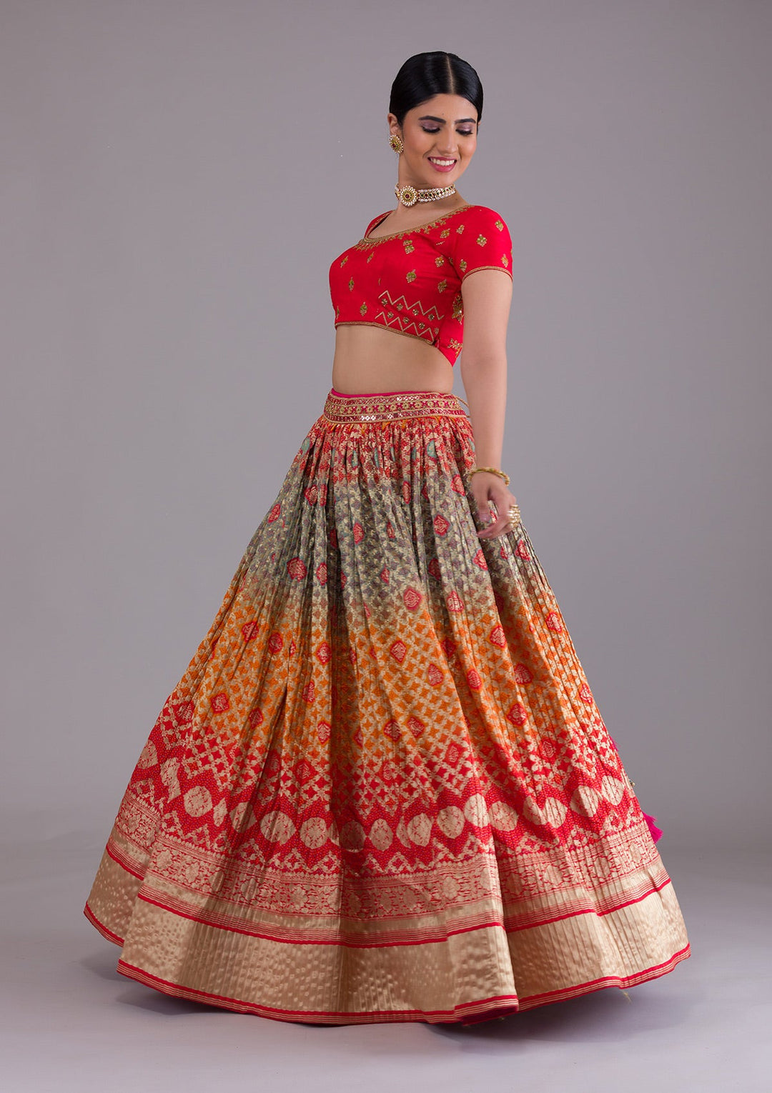 Red Zariwork Banarasi Designer Lehenga-Koskii