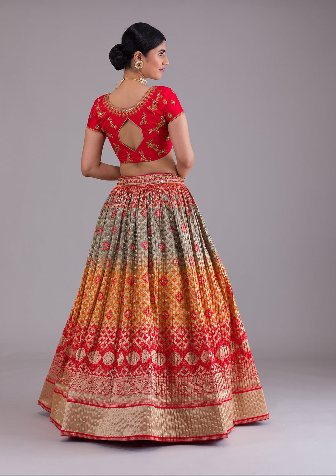 Red Zariwork Banarasi Designer Lehenga-Koskii