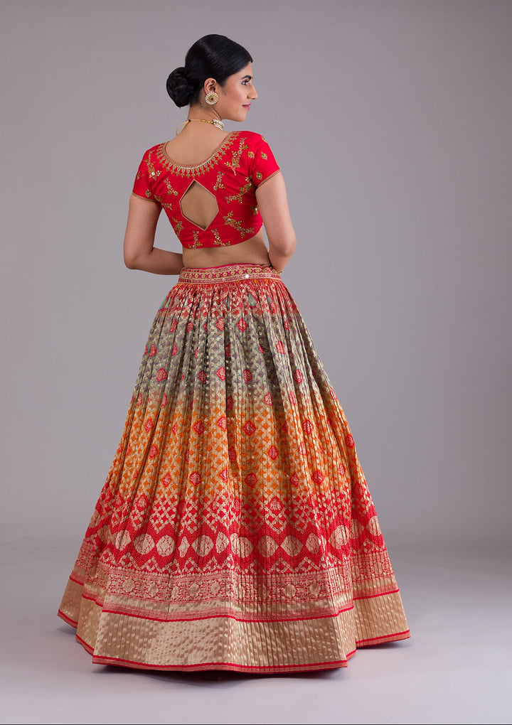 Red Zariwork Banarasi Designer Lehenga-Koskii