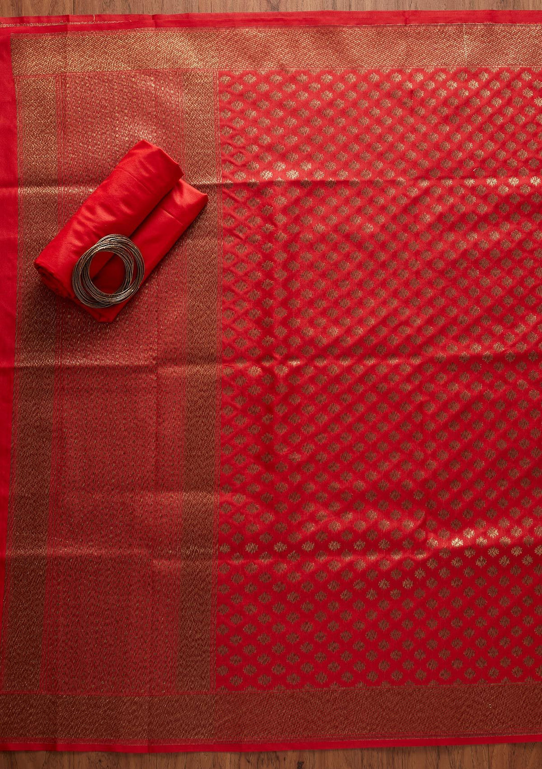 Red Zariwork Banarasi Designer Unstitched Salwar Suit - koskii