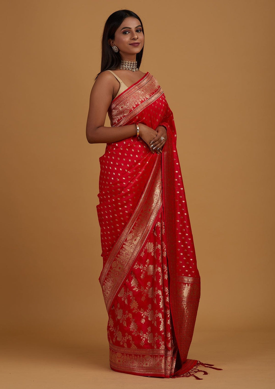 Red Zariwork Banarasi Designer Saree - Koskii