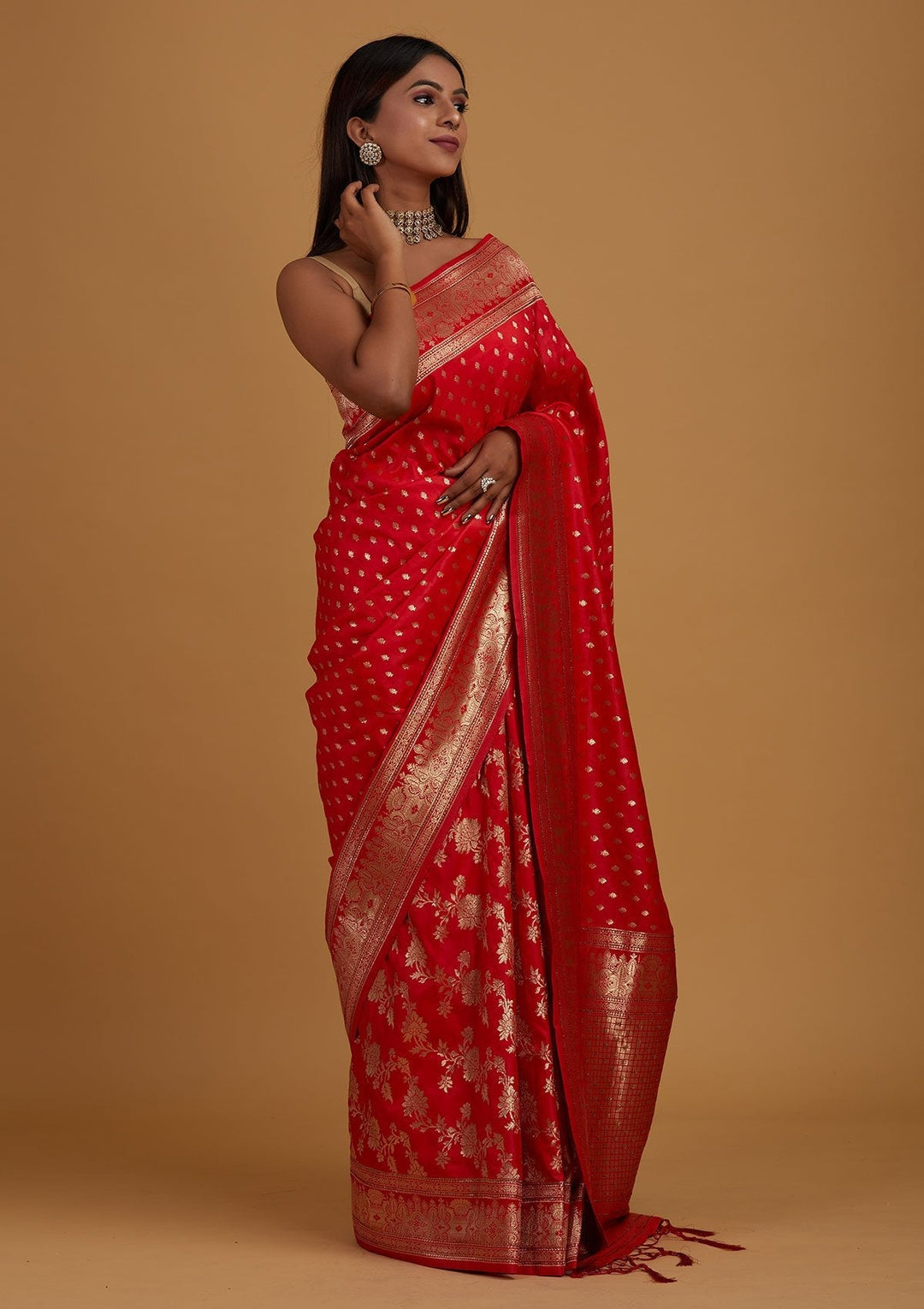 Red Zariwork Banarasi Designer Saree - Koskii