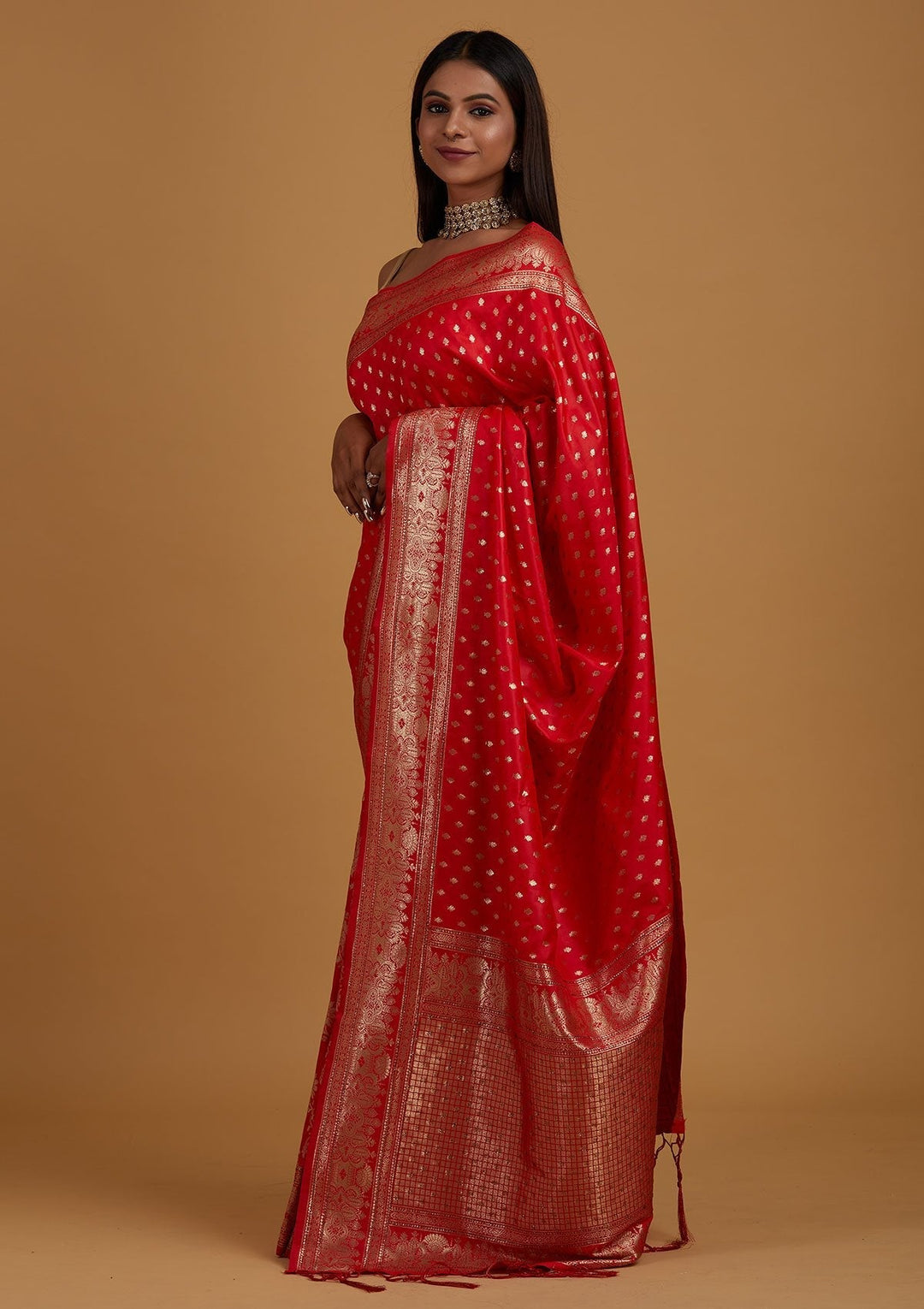 Red Zariwork Banarasi Designer Saree - Koskii