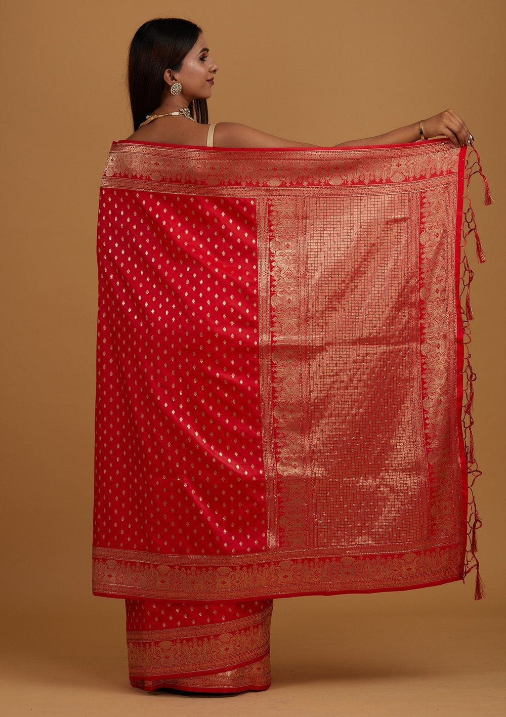 Red Zariwork Banarasi Designer Saree - Koskii