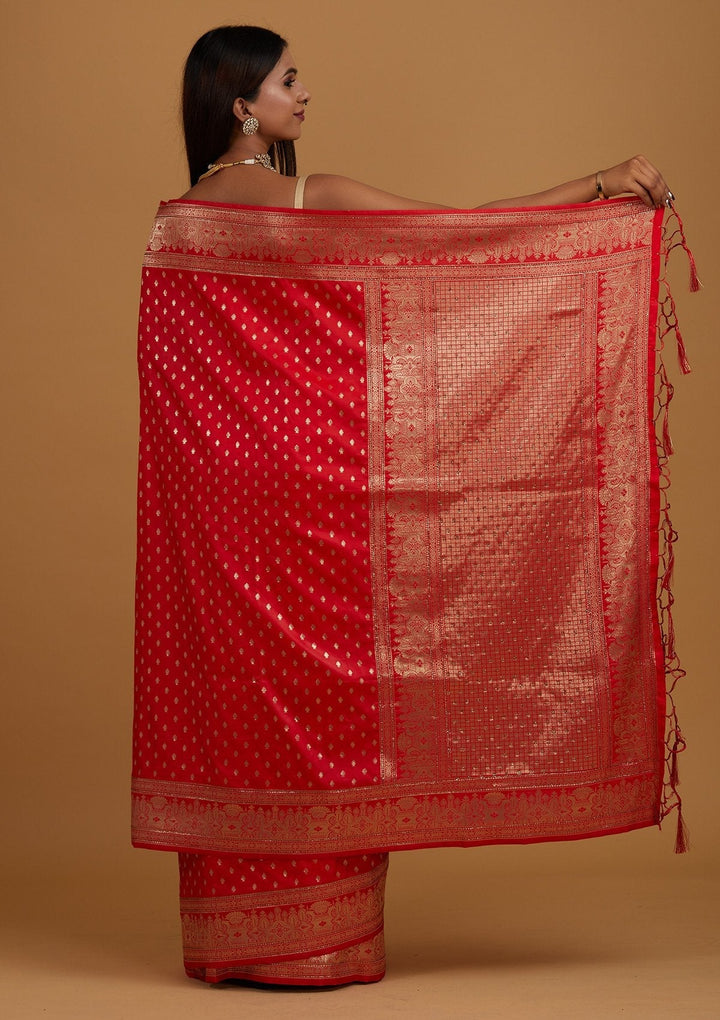 Red Zariwork Banarasi Designer Saree - Koskii