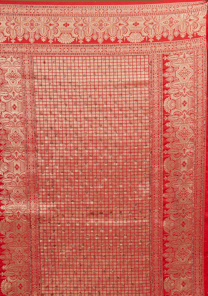 Red Zariwork Banarasi Designer Saree - Koskii