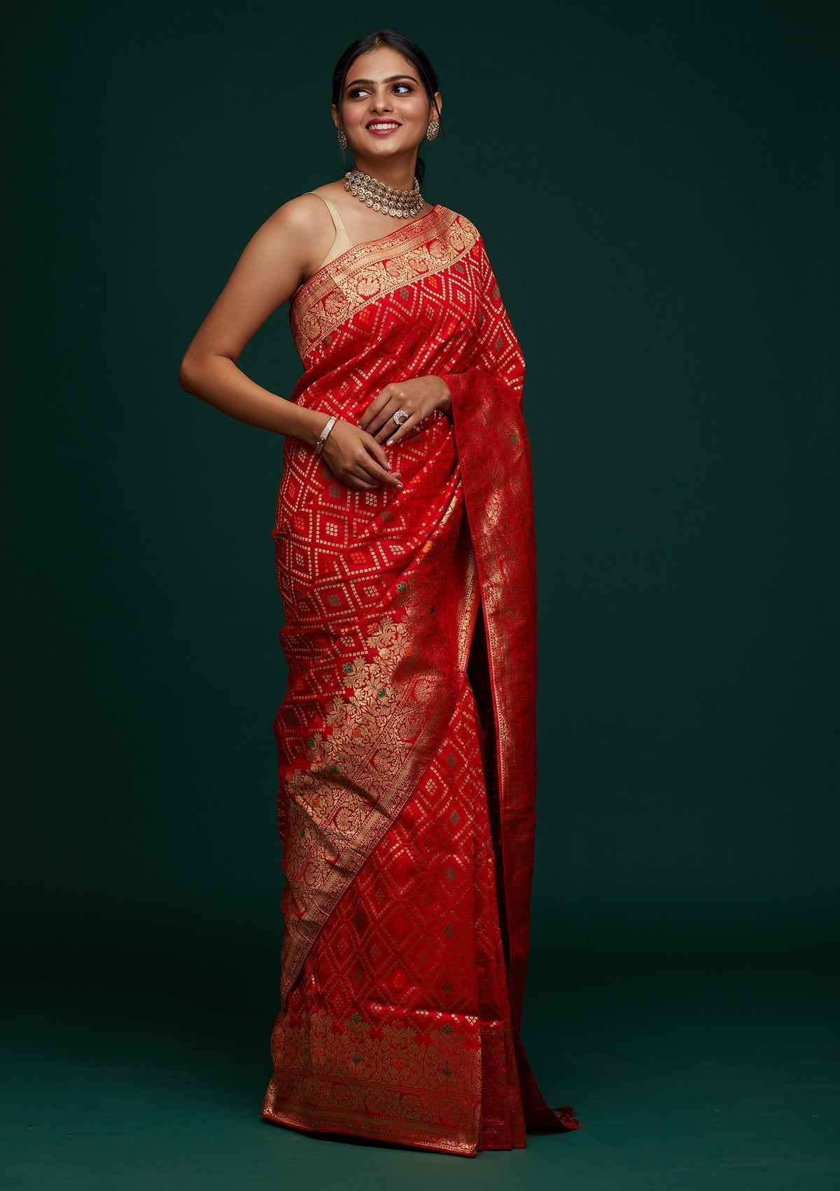 Red Zariwork Banarasi Designer Saree - Koskii