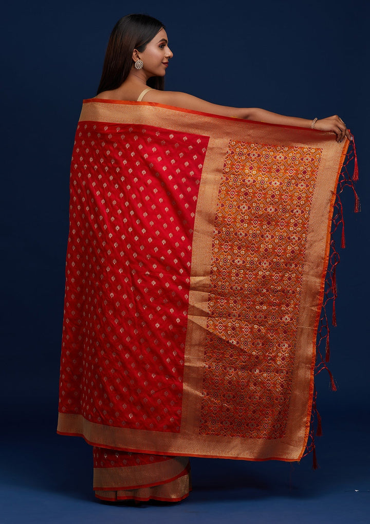 Red Zariwork Banarasi Designer Saree - Koskii