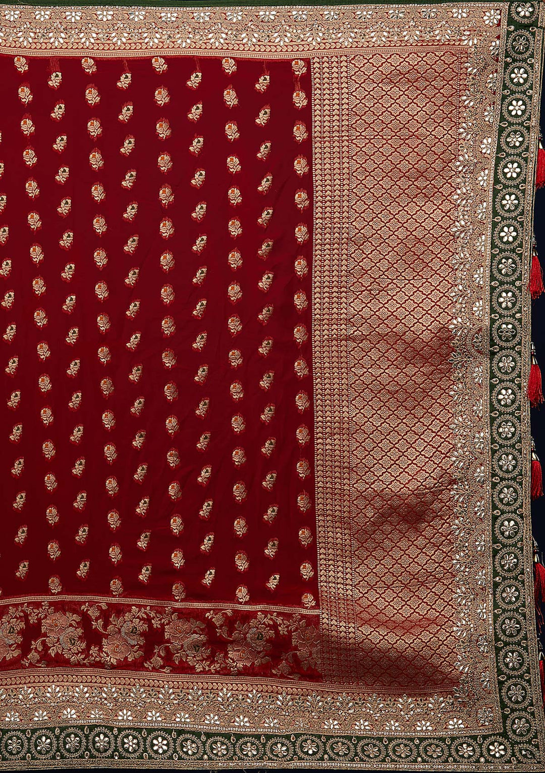 Red Zariwork Banarasi Designer Saree - Koskii