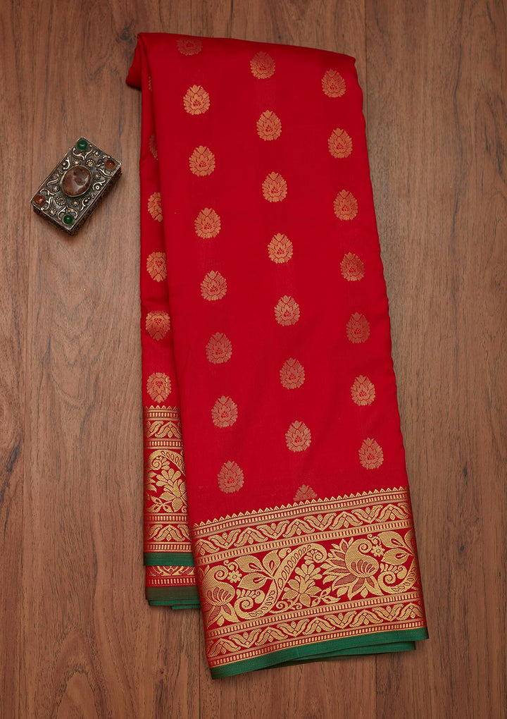 Red Zariwork Banarasi Saree - Koskii