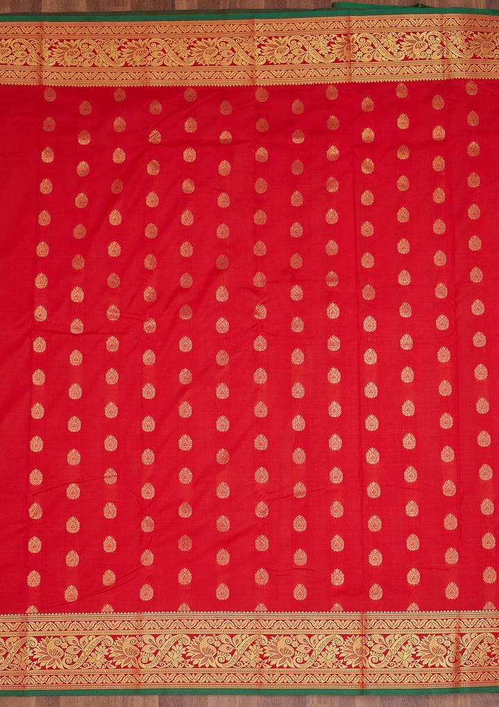 Red Zariwork Banarasi Saree - Koskii