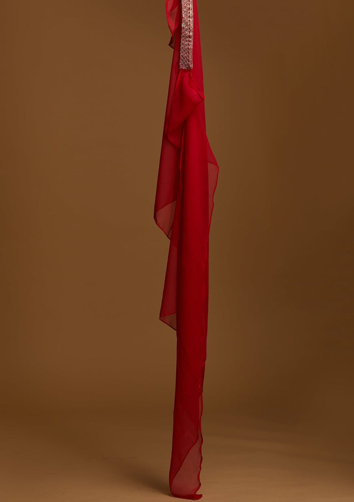 Red Zariwork Georgette Designer Salwar Suit - Koskii