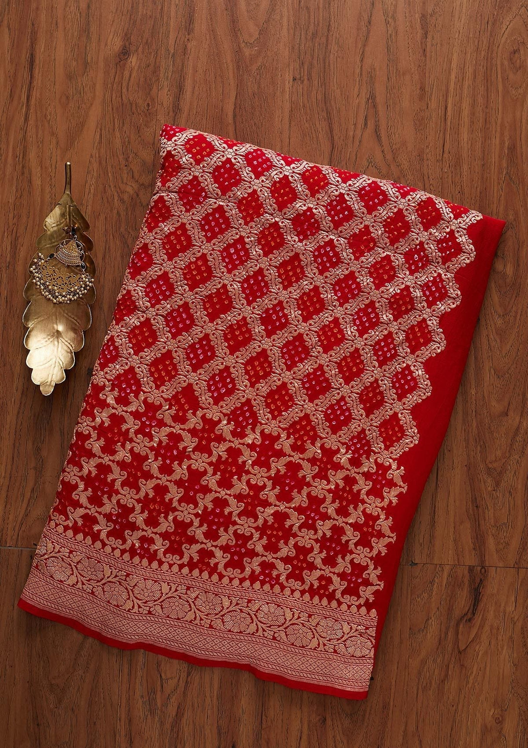 Red Zariwork Georgette Designer Saree - koskii