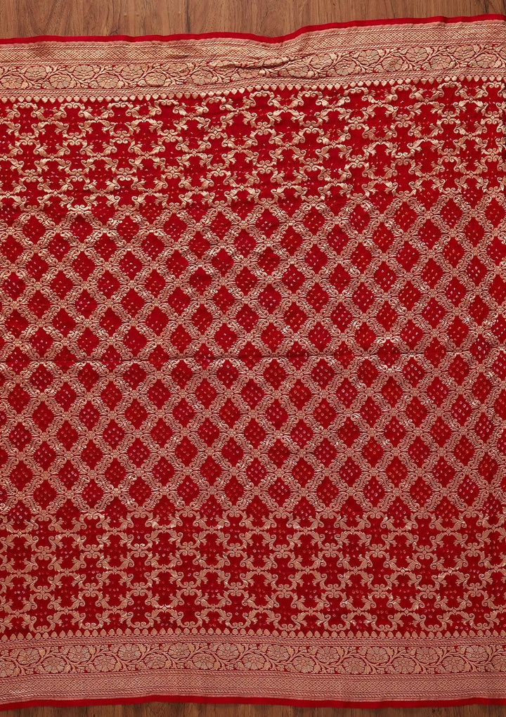 Red Zariwork Georgette Designer Saree - koskii