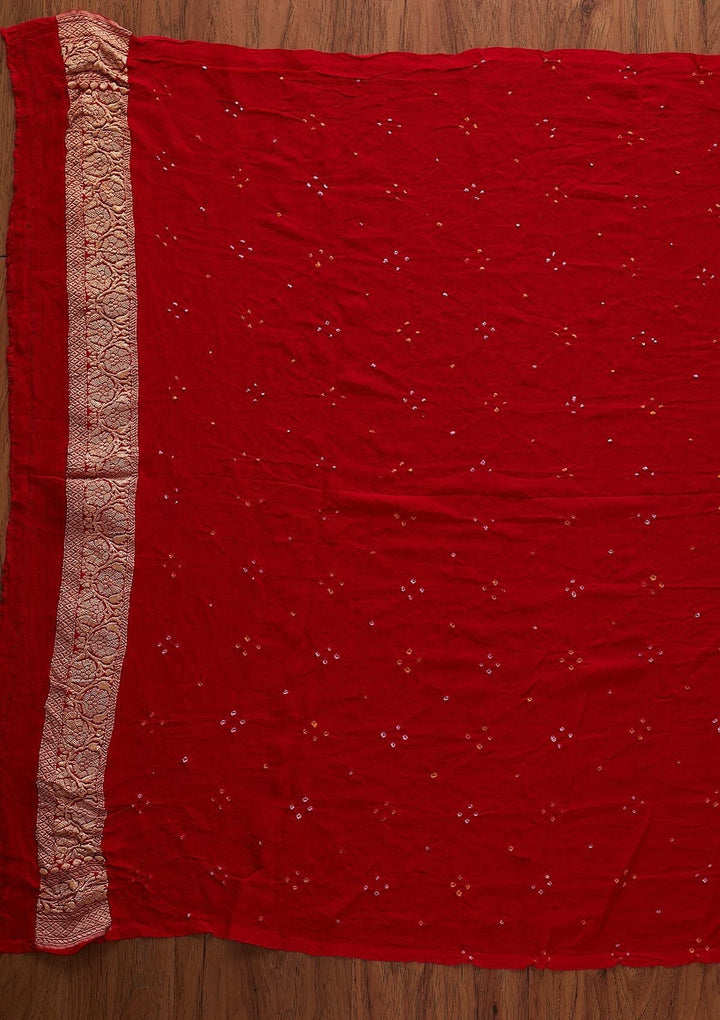 Red Zariwork Georgette Designer Saree - koskii