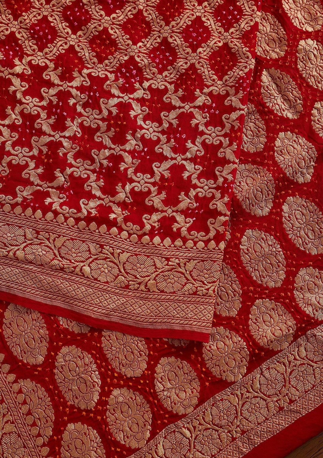 Red Zariwork Georgette Designer Saree - koskii