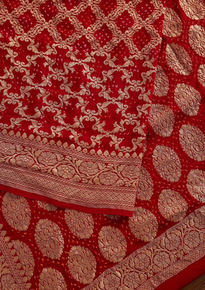 Red Zariwork Georgette Designer Saree - koskii