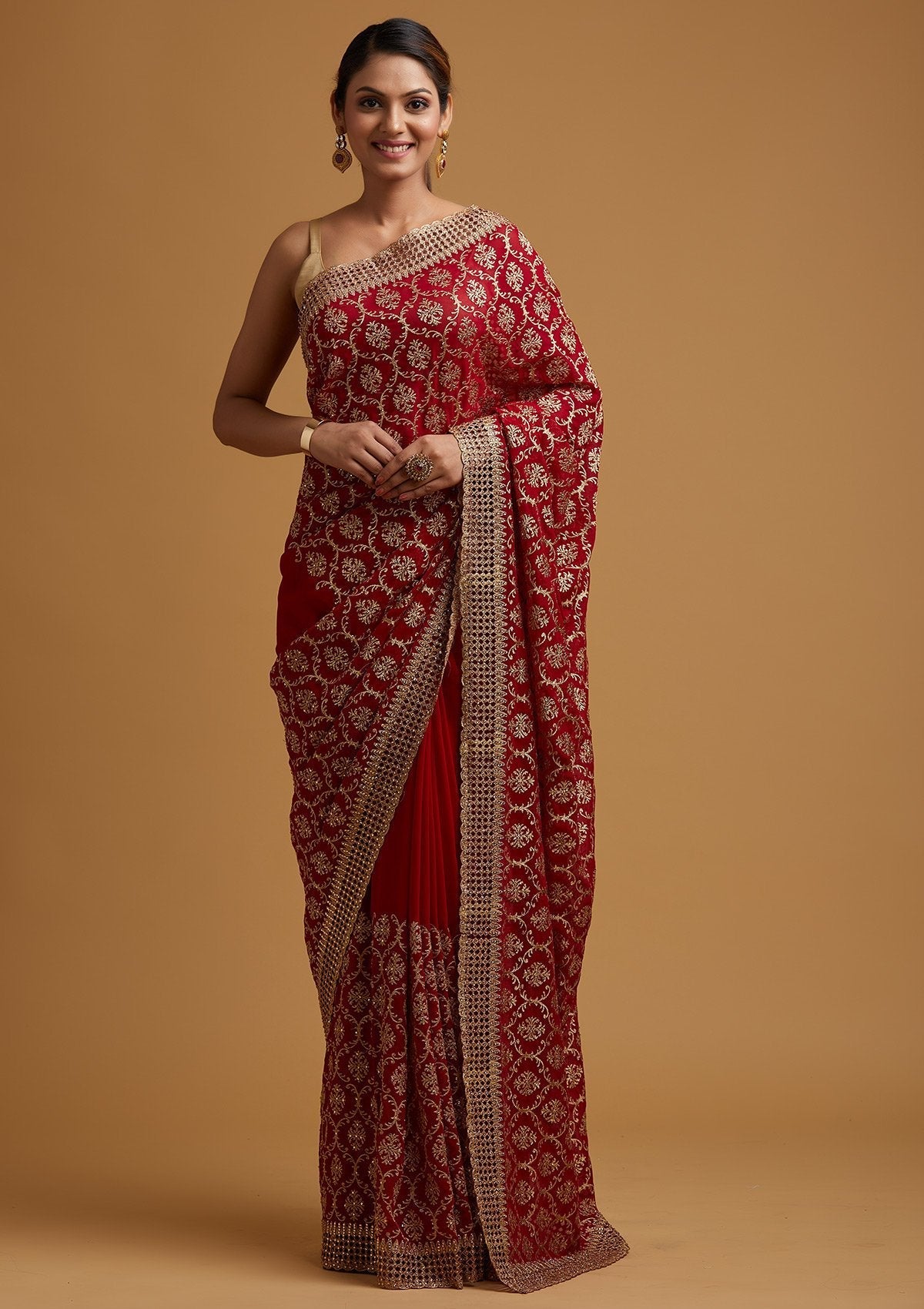 Buy Sea Green Stonework Crepe Saree - Koskii