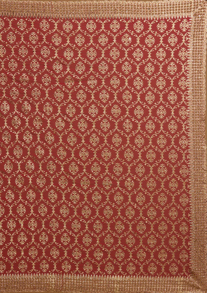 Red Zariwork Georgette Designer Saree - koskii