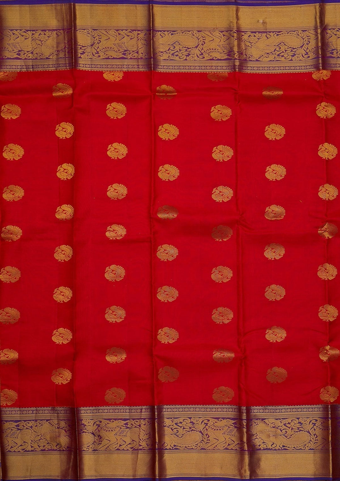 Red Zariwork Pure Silk Designer Saree - koskii